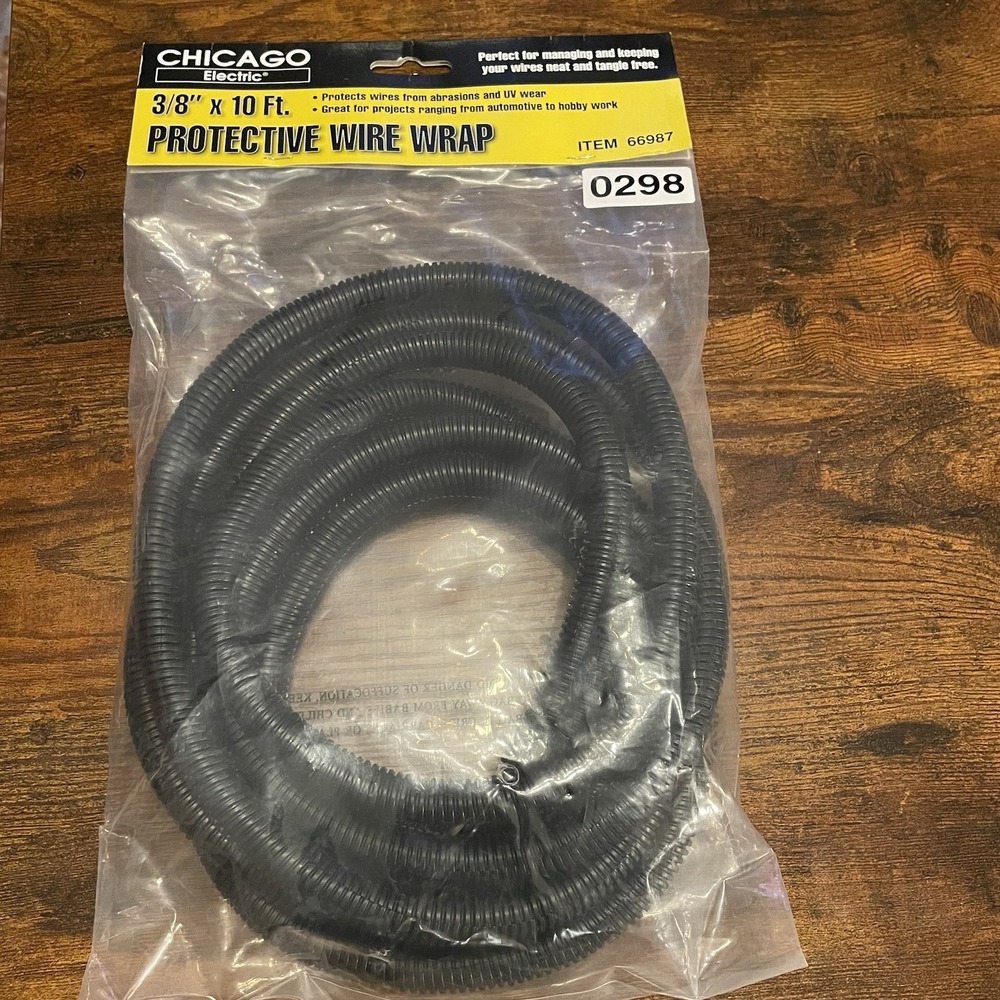 ✅Chicago Electric 3/8" x 10ft Split Wire Loom Wrap Tubing 66987 #️⃣0298